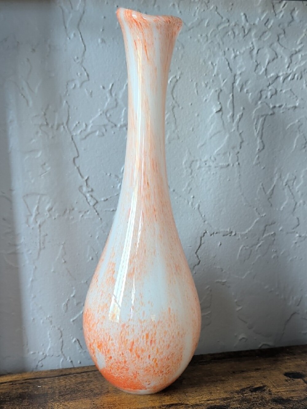 Peach Swirl Glass Vase — Decorative Accent